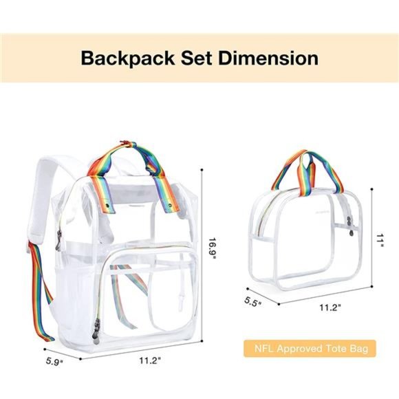 Clear Backpack Heavy Duty Transparent Backpack Set See Through Bookbags Durable - Picture 6 of 7